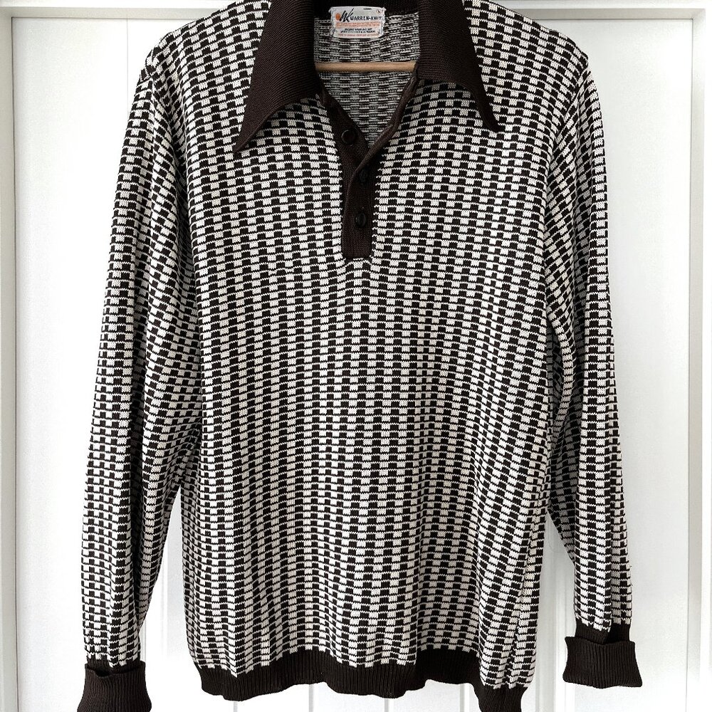 Warren-Knit Canadian Vintage 70s Checkered Sweater